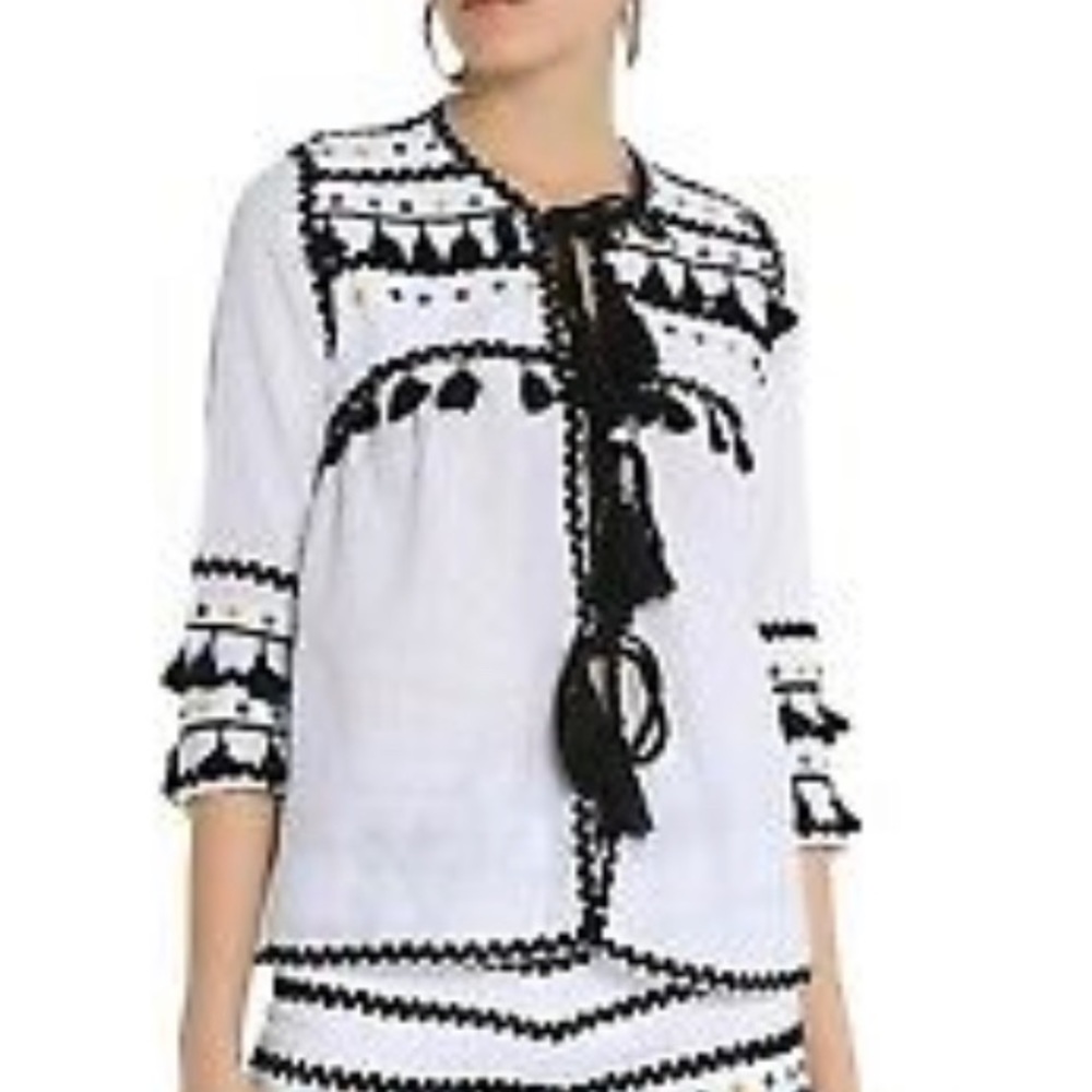 Dodo Bar Or Yehuda Tassel Embellished Cotton Jacket. Medium